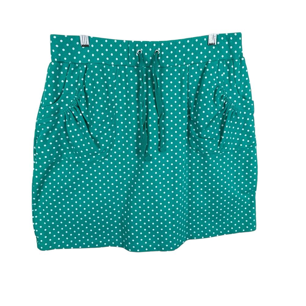 Susan Graver Cotton Greenβ White Polka Dot Shorts Lining Casual Skirt Size S